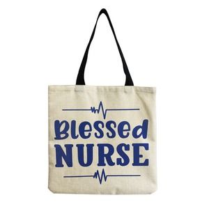 Nurse Nursing Pride Linen Tote Bag Blessed Nurse